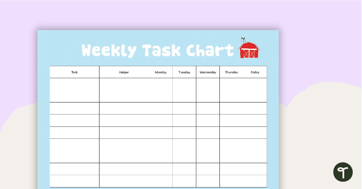 Farm Yard - Weekly Task Chart teaching resource