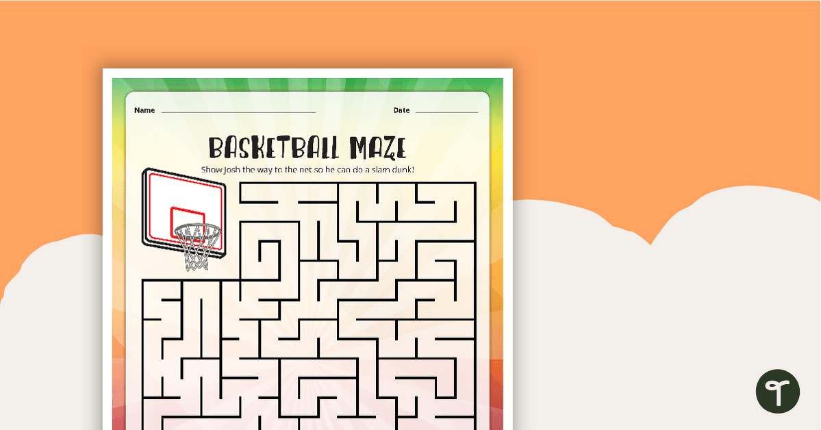 Basketball Maze - Worksheet teaching resource
