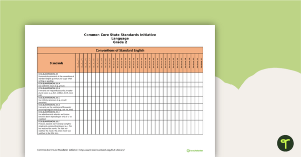 Go to Common Core State Standards Progression Trackers - Grade 2 - Language teaching resource