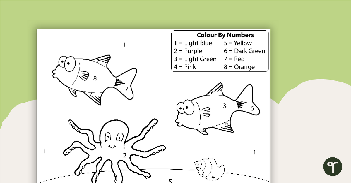 Underwater Colour By Numbers teaching resource