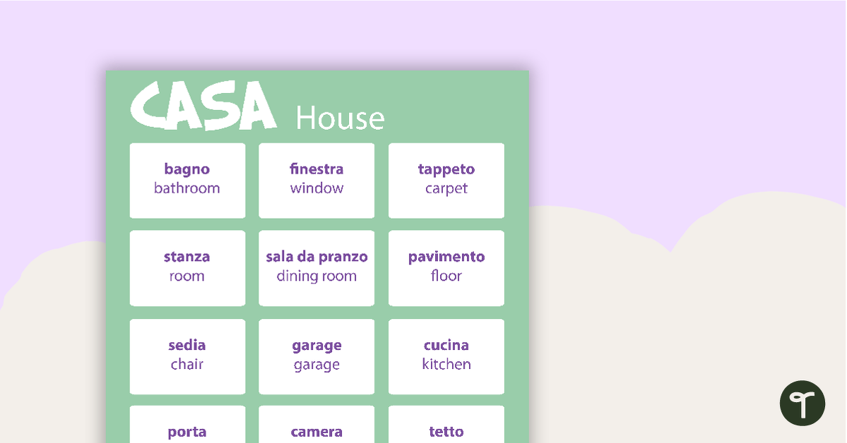 House/Casa - Italian Language Poster teaching resource