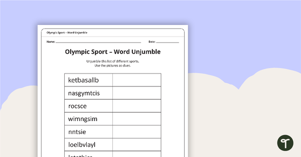 Olympic Sport – Word Unjumble teaching resource