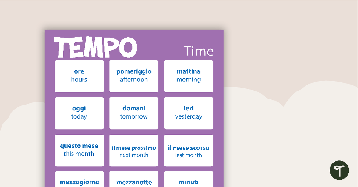 Time/Tempo - Italian Language Poster teaching resource