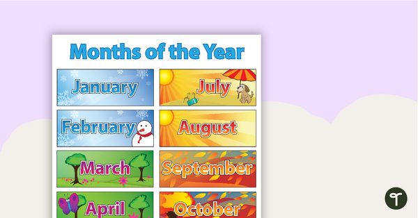Image of Months of the Year Poster - Northern Hemipshere