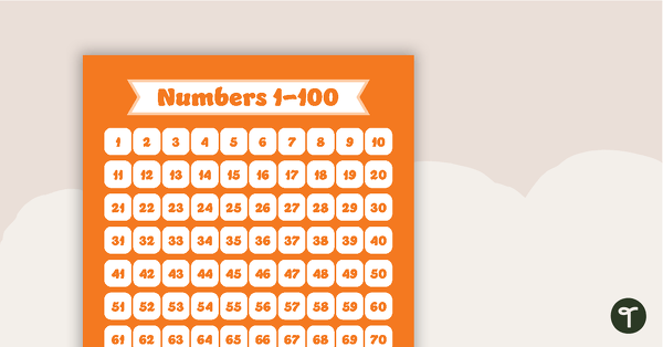Preview image for Plain Orange - Numbers 1 to 100 Chart - teaching resource
