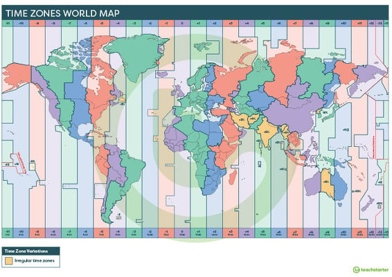 Time Zones World Map teaching resource