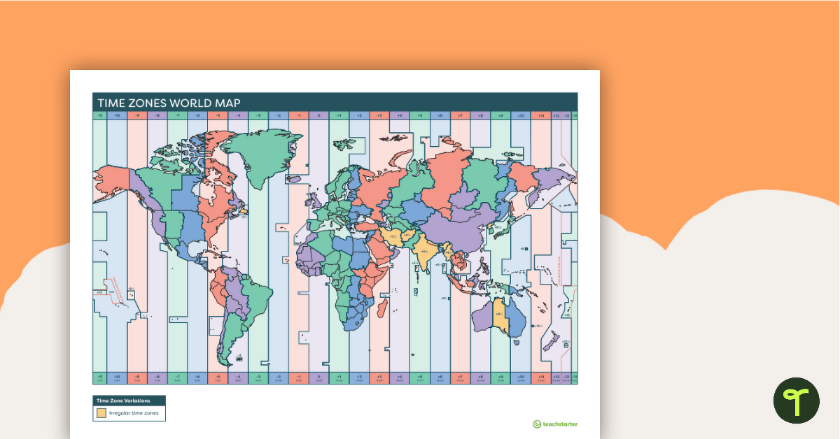 时区世界地图预览图像——教学资源
