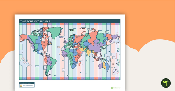 Preview image for Time Zones World Map - teaching resource