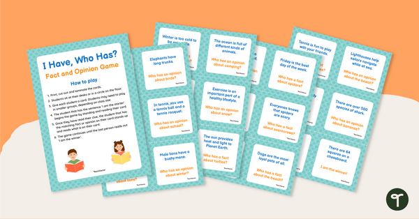 Preview image for I Have, Who Has? Fact and Opinion Game - teaching resource