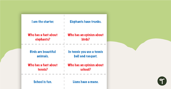 I Have, Who Has? Fact and Opinion Game teaching resource