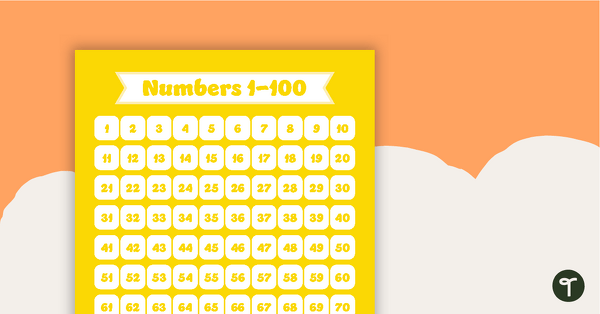 Preview image for Plain Yellow - Numbers 1 to 100 Chart - teaching resource