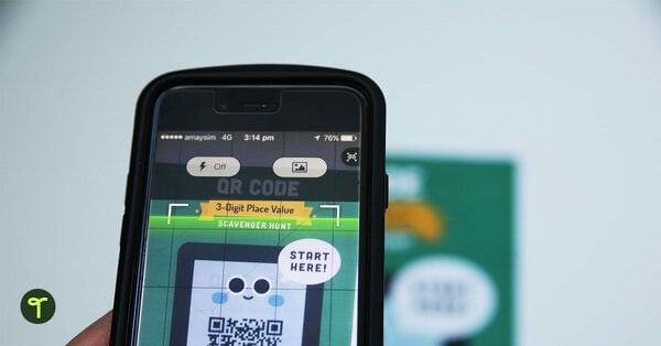 QR Scan tracking smartphone with map on screen, various types of