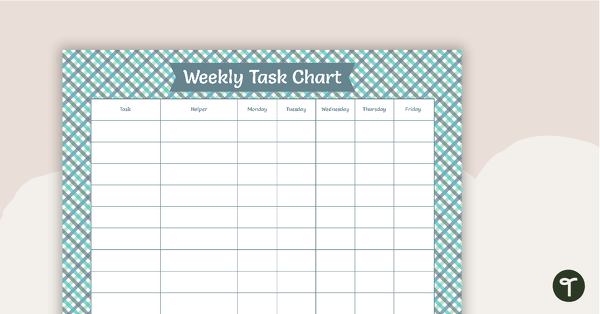 Green Tartan - Weekly Task Chart teaching resource