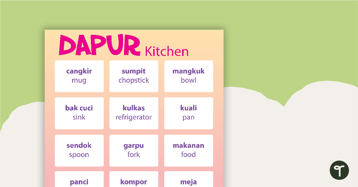 Kitchen - Indonesian Language Poster teaching resource