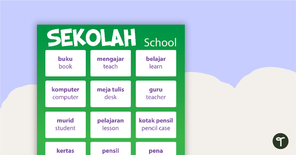 School - Indonesian Language Poster teaching resource