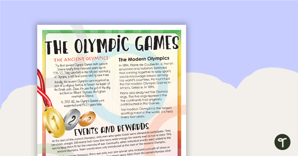 Preview image for The Olympic Games - Comprehension Task - teaching resource