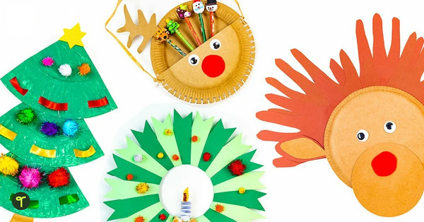 去教室纸盘里圣诞工艺品:树、驯鹿和更多!博客