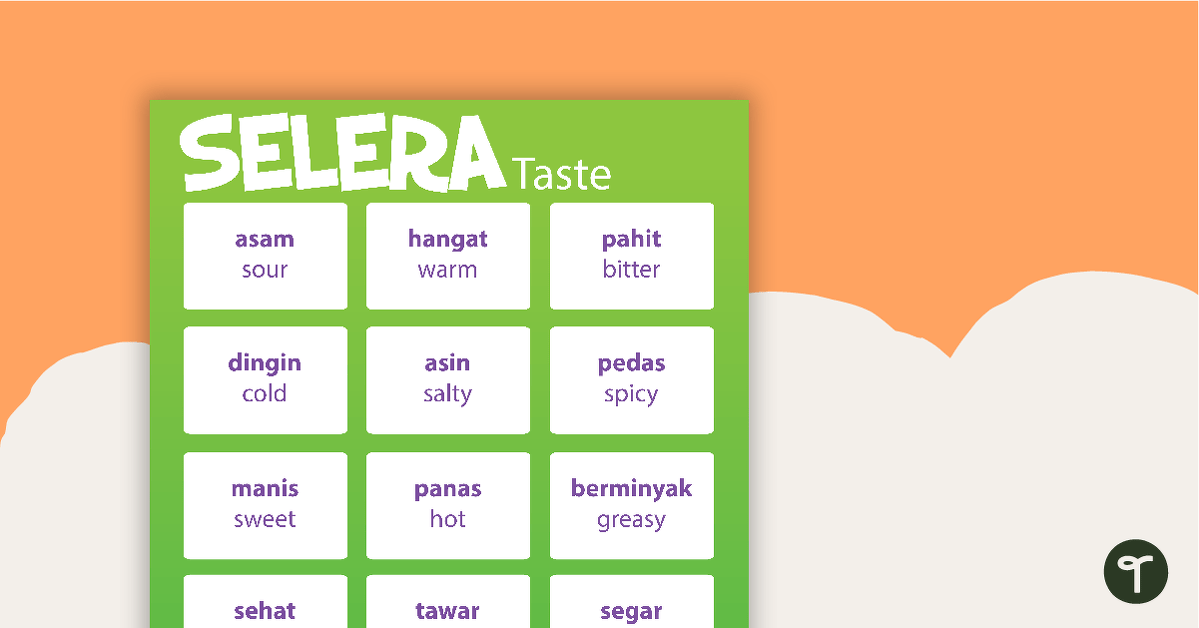 Taste - Indonesian Language Poster teaching resource