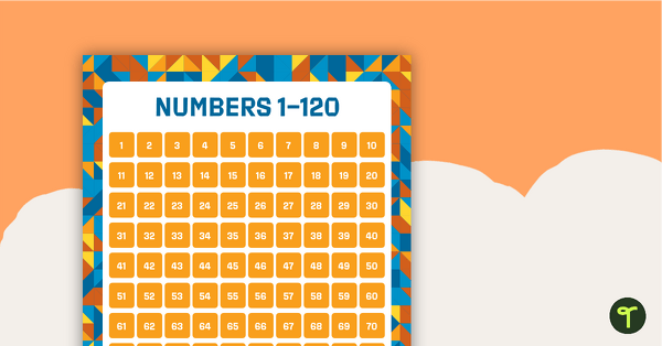 Go to Multi Coloured Pattern - Numbers 1 to 120 Chart teaching resource