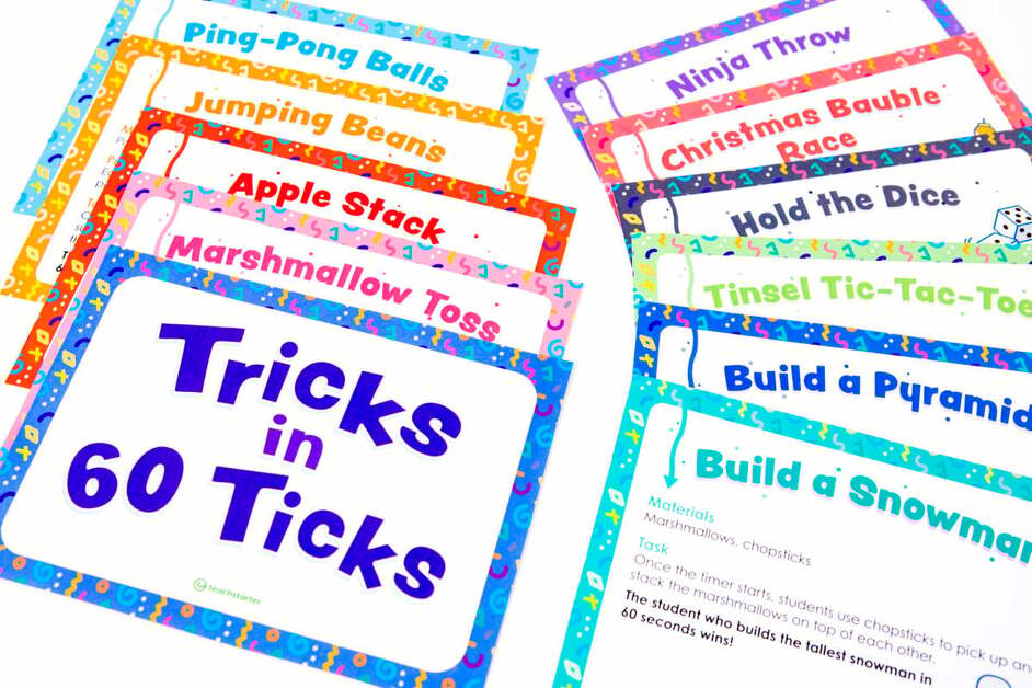 Tricks in 60 Ticks Fun Classroom Party Games Teach Starter