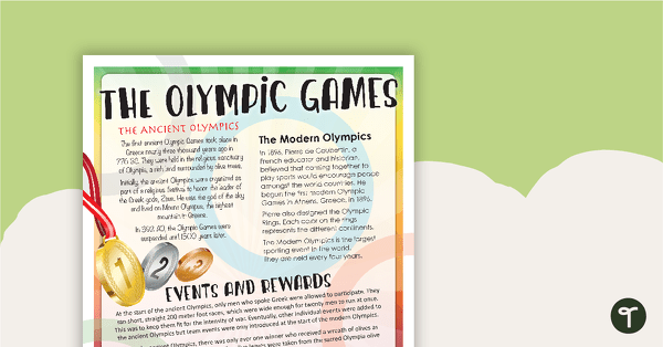 The Olympic Games - Comprehension Task teaching resource