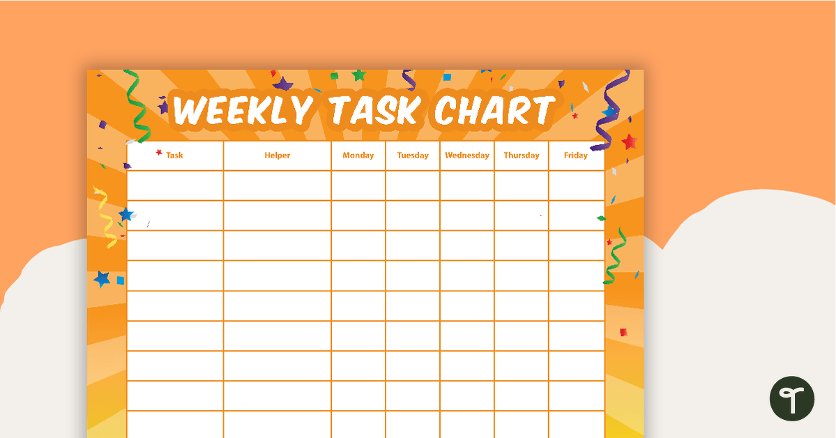 Let's Celebrate - Weekly Task Chart teaching resource