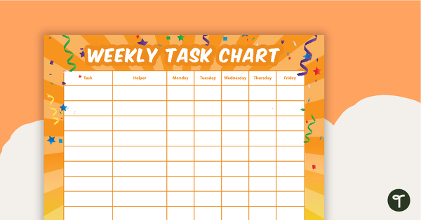 Let's Celebrate - Weekly Task Chart teaching resource
