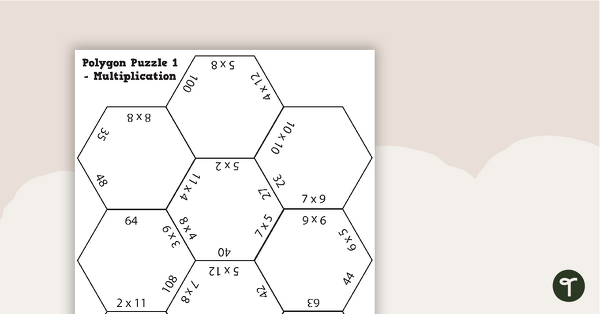 Polygon Puzzles - Multiplication Worksheets with Answers teaching resource