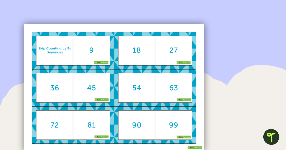 Skip Counting by 9s Dominoes teaching resource