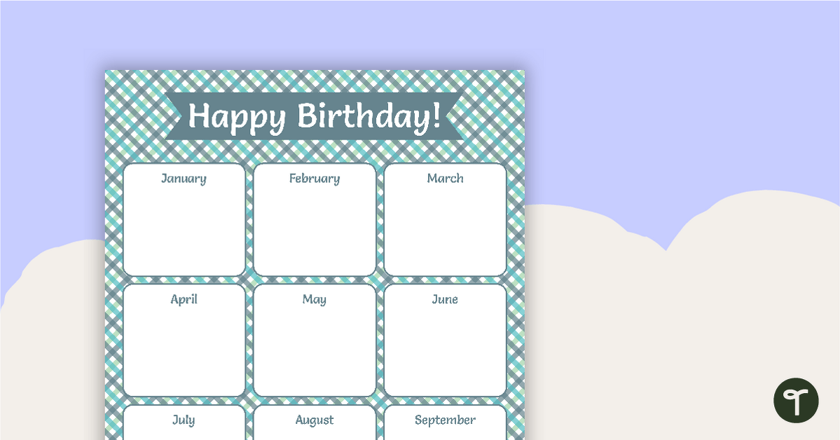 Green Tartan - Happy Birthday Chart teaching resource