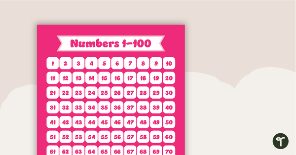 Plain Pink - Numbers 1 to 100 Chart teaching resource
