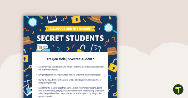 Secret Student Information Poster teaching resource