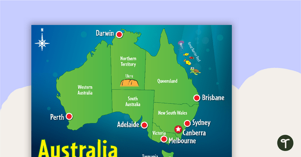 Preview image for Cartoon Map of Australia - teaching resource