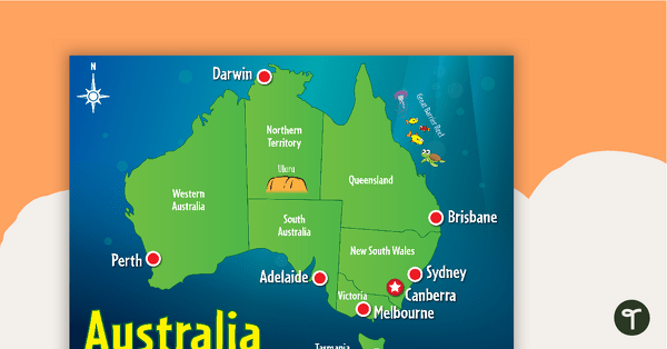 Cartoon Map of Australia teaching resource