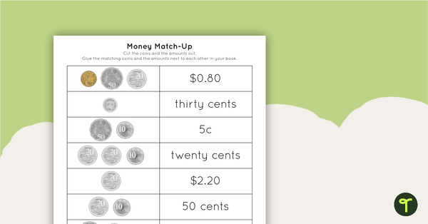 Go to Money Match-Up Activity (Australian Currency) teaching resource