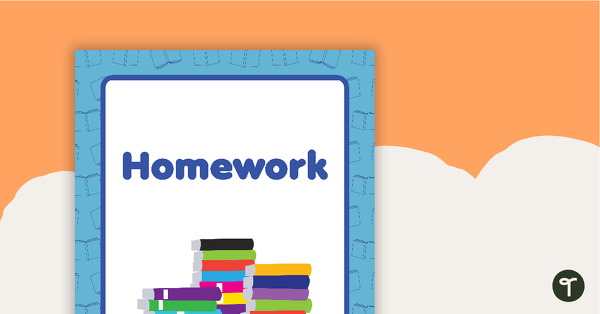 Homework Book Cover - Version 2 teaching resource