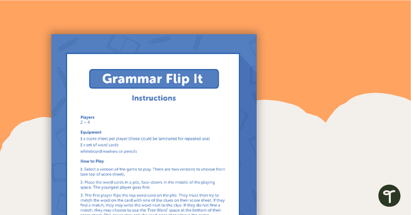 Go to Verb Grammar Card Game – Flip It! teaching resource