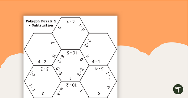 Preview image for Polygon Puzzles - Subtraction Worksheets with Answers - teaching resource