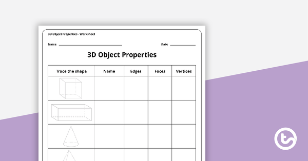 3d shapes worksheet teach starter