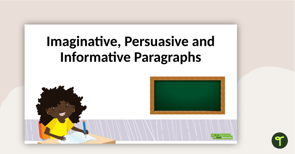 Imaginative, Persuasive and Informative Paragraphs PowerPoint teaching resource