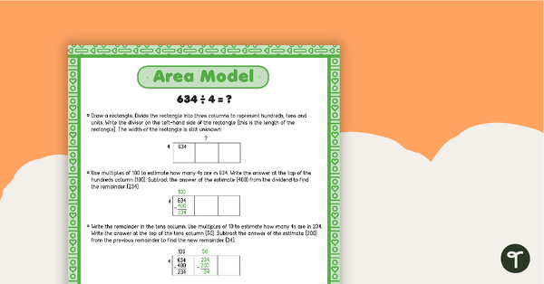 long division strategy posters teach starter