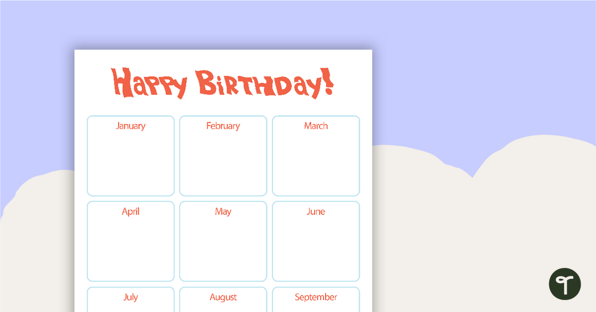 Surf's Up - Happy Birthday Chart teaching resource