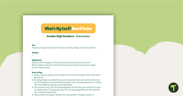 What's My Card? Double-Digit Board Game teaching resource