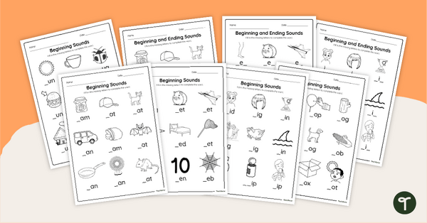 initial and final sounds worksheets teach starter