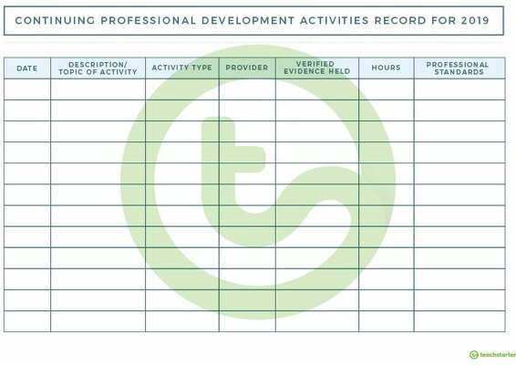 Angles Theme Professional Development Log for Teachers teaching resource