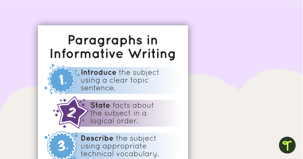 Go to Paragraphs in Informative Writing - Poster and Planning Template teaching resource