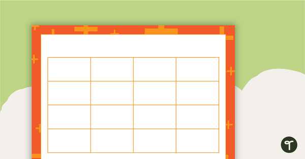 Go to 4x4 Bingo Board Templates - Plus Pattern teaching resource