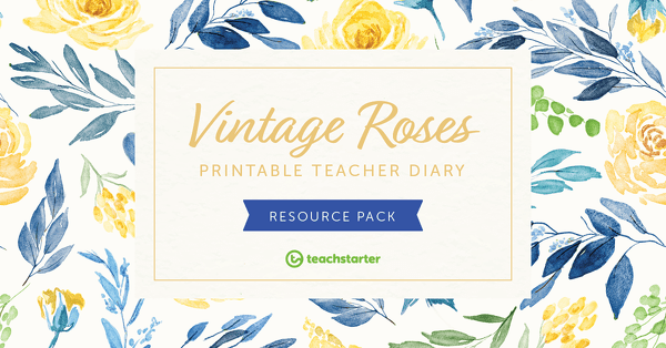 Preview image for Vintage Roses Printable Teacher Planner Resource Pack - resource pack