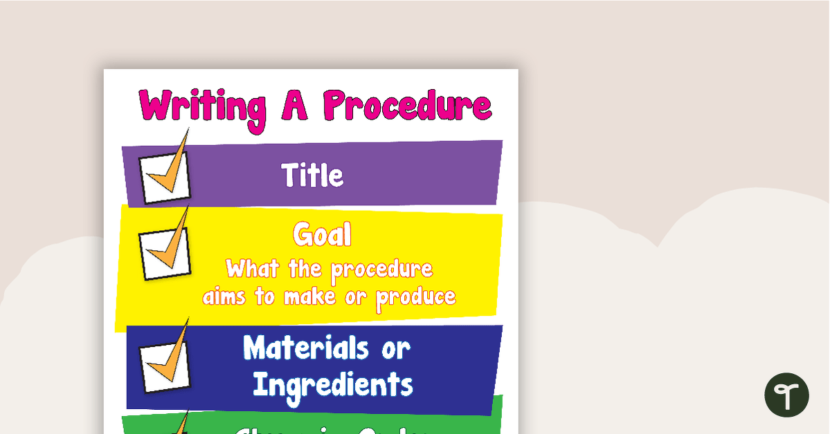 Writing A Procedure Poster teaching resource