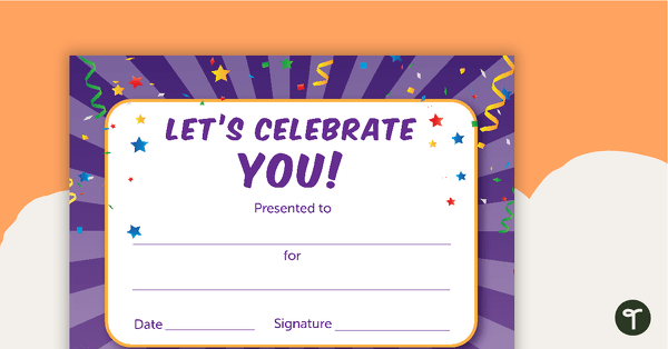 Go to Let's Celebrate – Award Certificate teaching resource